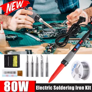 80W Electric Soldering Iron Welding Repair Soldering Iron Digital Set Tool Kit - Picture 1 of 15