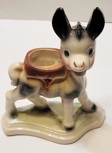 Vintage Rempel Diamond Pottery Donkey Plant Flower Planter Figurine Decor 8.5" - Picture 1 of 6