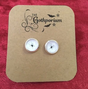 Handmade Mini Spider Earrings, Gothic Handmade Mini Earrings - Picture 1 of 7