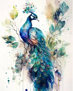 Mjcakrn Peacock Paint by Numbers Kit for Adult Beginners, Watercolor Painting by - Picture 1 of 12