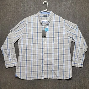 Camicia Van Heusen uomo XXL Never Tuck vestibilità classica bottoni manica lunga a quadri nuova con etichetta - Foto 1 di 13