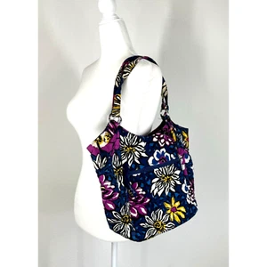 Vera Bradley Floral Shoulder Bag African Violet Pattern Quilted Blue Purple - Picture 1 of 11