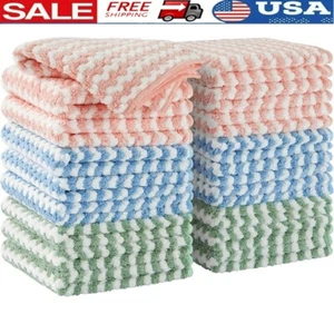 18 Pack Microfiber Cleaning Cloths Absorbent Lint Free Kitchen Towels Reusable - Picture 1 of 10