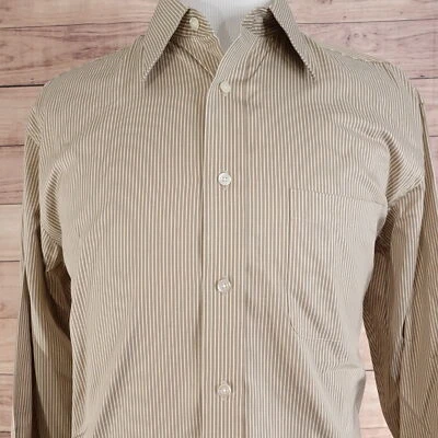 DANIEL CREMIEUX SIGNATURE COLLECTION TOUCH OF SILK STRIPED BUTTON DOWN SHIRT L - Image 1 of 4