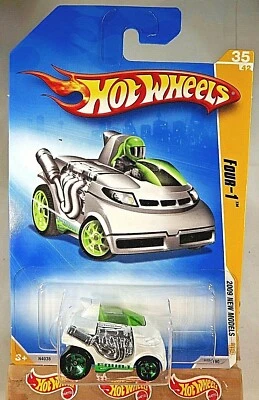Hot Wheels #35 2009 nuevos modelos 35/42 Four-1 blanco perla con ruedas verdes de 5 radios Foto 1 de 4