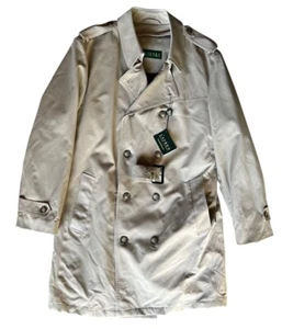 NWT Lauren Ralph Lauren Trench Coat Beige Belted Double Breasted Mens Size 42S - Picture 1 of 7