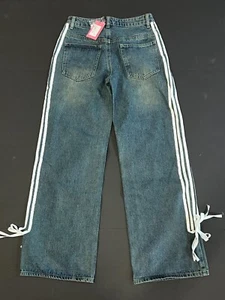 Edikted Washed Low Rise Bow Ribbon Baggy Jeans - Picture 1 of 4