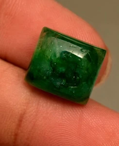 8.95 Ct Natural Zambian Emerald Cabochon Square Shape Loose Certified Gemstone - Picture 1 of 5
