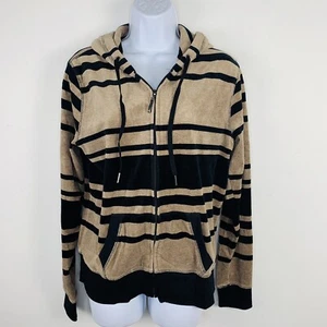 Calvin Klein Performance Womens Sweatshirt sz L Black Tan Hooded Quick Dry - Picture 1 of 11