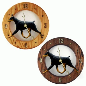 Doberman Pinscher Wood Clock Black/Tan - Picture 1 of 1