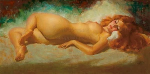 EARL MORAN Pin-up Art Poster or Rolled Canvas Print SEXY RECLINING GIRL #EM79 - Picture 1 of 1