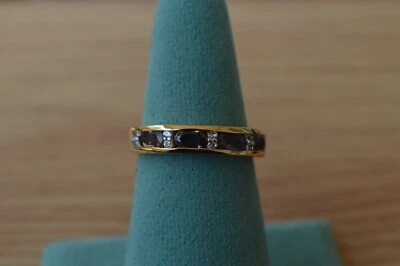 Anillo de banda de granate/circón con cambio de color AAA de 1,30 quilates 14 k años sobre plata fina talla 7 Foto 1 de 4