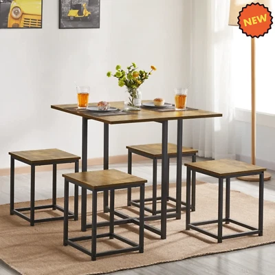 Juego de Comedor 4 Sillas y Mesa Moderno Rustic Brown Top Kitchen Table Set - Image 1 of 4