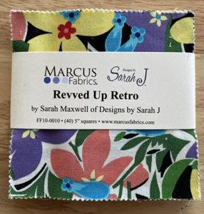 Marcus Fabrics Revved Up Retro Charm Pack 40 ~ 5" Quilt Squares By Sarah Maxwell - Picture 1 of 15