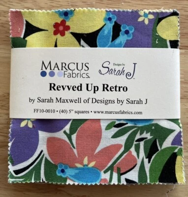 Marcus Fabrics Revved Up Retro Charm Pack 40 ~ 5" Quilt Squares By Sarah Maxwell - Image 1 of 4