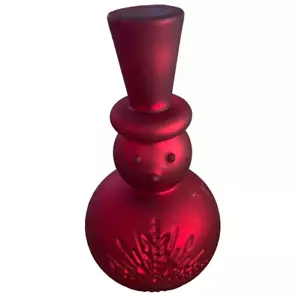 Christmas Matte Glass Snowman Tabletop Decoration Red 12" Holiday Time - Picture 1 of 8