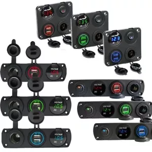 12 V Auto Marine Dual USB Ladegerät Schalter Panel Zigarettenanzünder Buchse Voltmeter - Bild 1 von 30