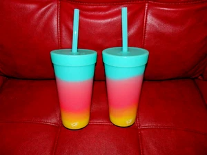 New Set of 2 22oz Silipint Silicone Cups with Straws & Lids *Summer, Camping! - Picture 1 of 5