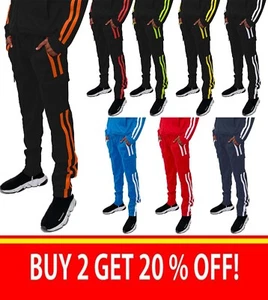 Mens Cargo Track Pants Training Stretched Casual Active Sports FITNESS S-3XL - Picture 1 of 10