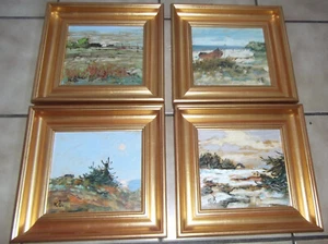 4 KLEINE GEMÄLDE AUS DÄNEMARK: DIE VIER JAHRESZEITEN #9576 - Bild 1 von 6