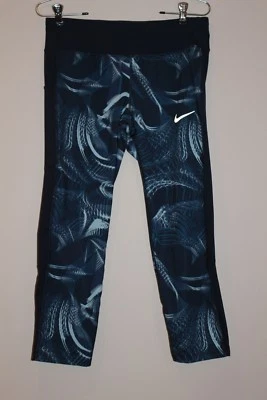 Nike Power Running Women's Crop Length Pants MEDIUM NAVY/PRINT  NEW - Image 1 of 4