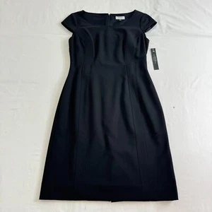 TAHARI Arthur S Levine Dress Womens 2P Black Sleeveless Cap Sleeve Straight $129 - Picture 1 of 15