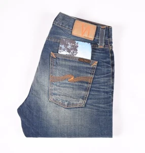 .29752 Jeans Nudie Sharp Bengt Org.Authentic Worn blu jeans da uomo taglia 29/32 - Foto 1 di 7