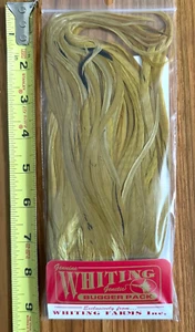 Whiting Bugger Pack, Blanco Teñido Dorado Oliva, Atado Moscas - Imagen 1 de 2