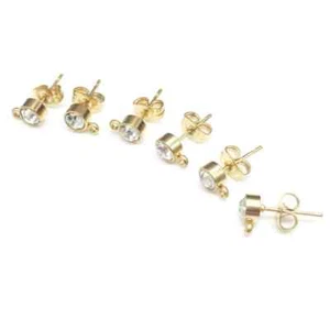 50pcs Stainless Steel Crystals Women's Earrings Post Connectors Earring Findings - Picture 1 of 8
