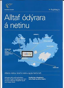 AIR ICELAND FLUGFELAG ISLANDS ROUTENKARTE REYKJAVIK GRIMSEY-GRÖNLAND 2012 AD - Bild 1 von 1