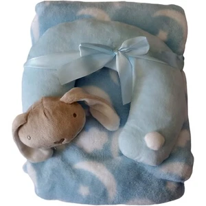 Snugly Baby Blue Moon Star Blanket Bunny Neck Rest Plush Clouds Soft Set NWT - Picture 1 of 4