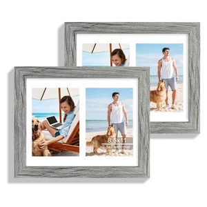 8.5x11 Picture Frame Set of 2, Gray Certificate Document Frames with Glass Co... - Picture 1 of 7