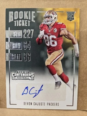 Devon Cajuste 2016 Contenders Playoff Ticket RC Auto #168 Green Bay Packers - Image 1 of 2