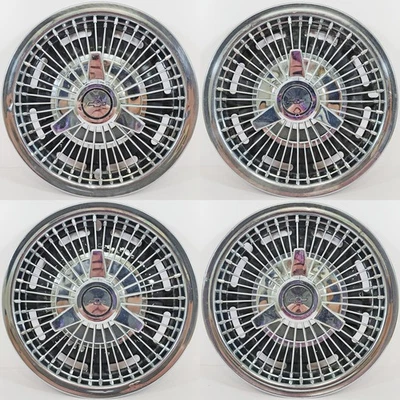 1964-1966 Chevrolet Chevelle Chevy II Corvair # 3953 14" Wire Spinner Hubcap SET - Image 1 of 4