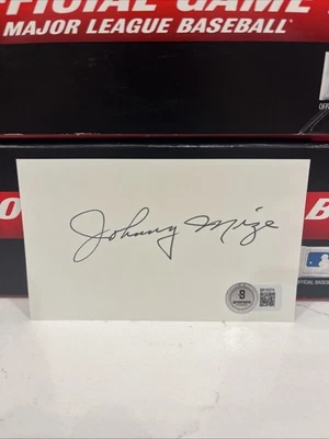 Johnny Mize autographed index card BAS Authentication HOF Yankees, Cardinals - Image 1 of 2