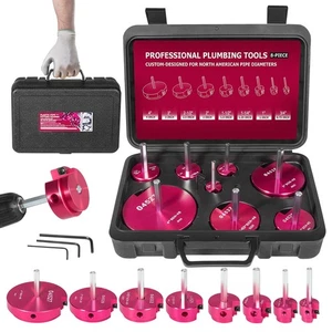 Set completo alesatore in plastica kit raccordo tubi PVC standard 1/2" trapani 8pz foro 4" - Foto 1 di 13
