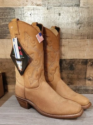 NUEVAS Botas de Vaquero Abilene Damas Marrón Tostado Punta Cuadrada Hechas en EE. UU. Talla 10 Estilo 9073 Foto 1 de 4