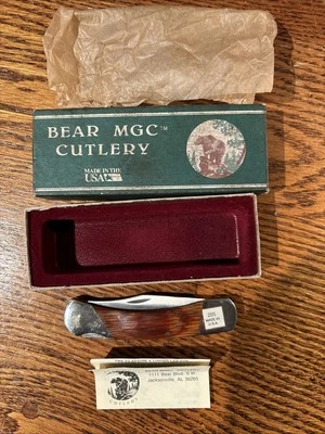 Cuchillo de colección Bear MGC Cubiertos Bloqueo Trasero Cuerno Mango Nuevo en Caja Foto 1 de 4