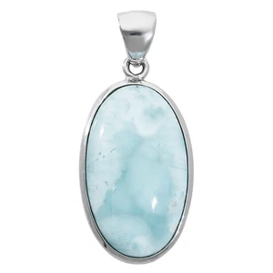 Shinjuku Ginnokura Larimar 925 Silver Pendant Top Oval Natural Stone Power Stone - Picture 1 of 6