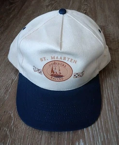 St Maarten Offshore Racing Ivory And Blue Baseball Cap Hat Double Snapback - Picture 1 of 4