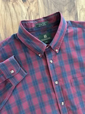 Camisa de vestir Nordstrom para hombre a cuadros talla XL roja azul verde algodón oficina preppy Foto 1 de 4