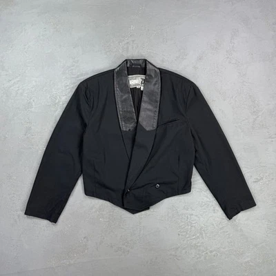 Винтажный 1980-х Inprivate Studio мужской укороченный блейзер с кожаный воротник мужской M - Изображение 1 из 4