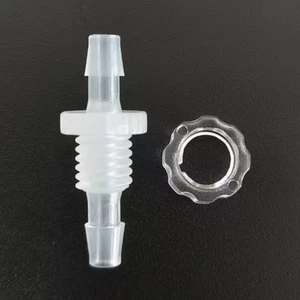 100 × 5/32'' M8 Thru-Bulk Bulkhead Plastic Hose Barb Fittings With Nut Clear - Picture 1 of 9