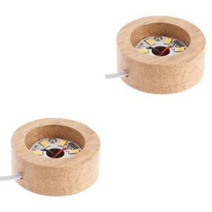 2 Count Usb Lamp Table Base Wooden Light Stand Lighted for Snow Globes - Picture 1 of 12