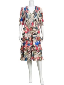 NATASHA GAN AU 16 Printed Shirred Dress - Used Good Condition - Picture 1 of 3
