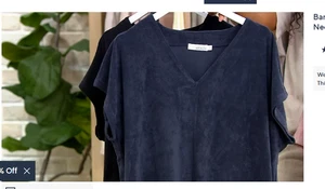 Neu mit Etikett Barefoot Dreams CozyTerry V-Ausschnitt Kaftan - marineblau - XL - Bild 1 von 4