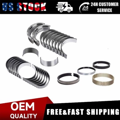 Fit Chevy LS V8 4.8L 5.3L 5.7L 6.0L 6.2L MS2199P Main Rod Bearings + Piston Ring Foto 1 de 4