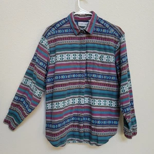 Cabin Creek Vintage 90s Shirt Womens L READ Striped Western Button Up Cotton  - Picture 1 of 11