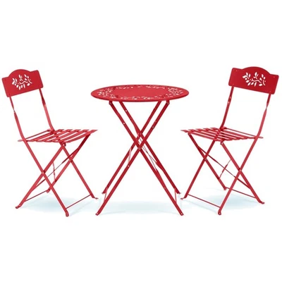 Lightweight Red Bistro Set - Perfect Folding Table & Chairs for Any Space - Image 1 of 4