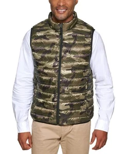 Club Room Men Regular fit Puffer Jacket Vest Large Green Camouflage Packable - Picture 1 of 1